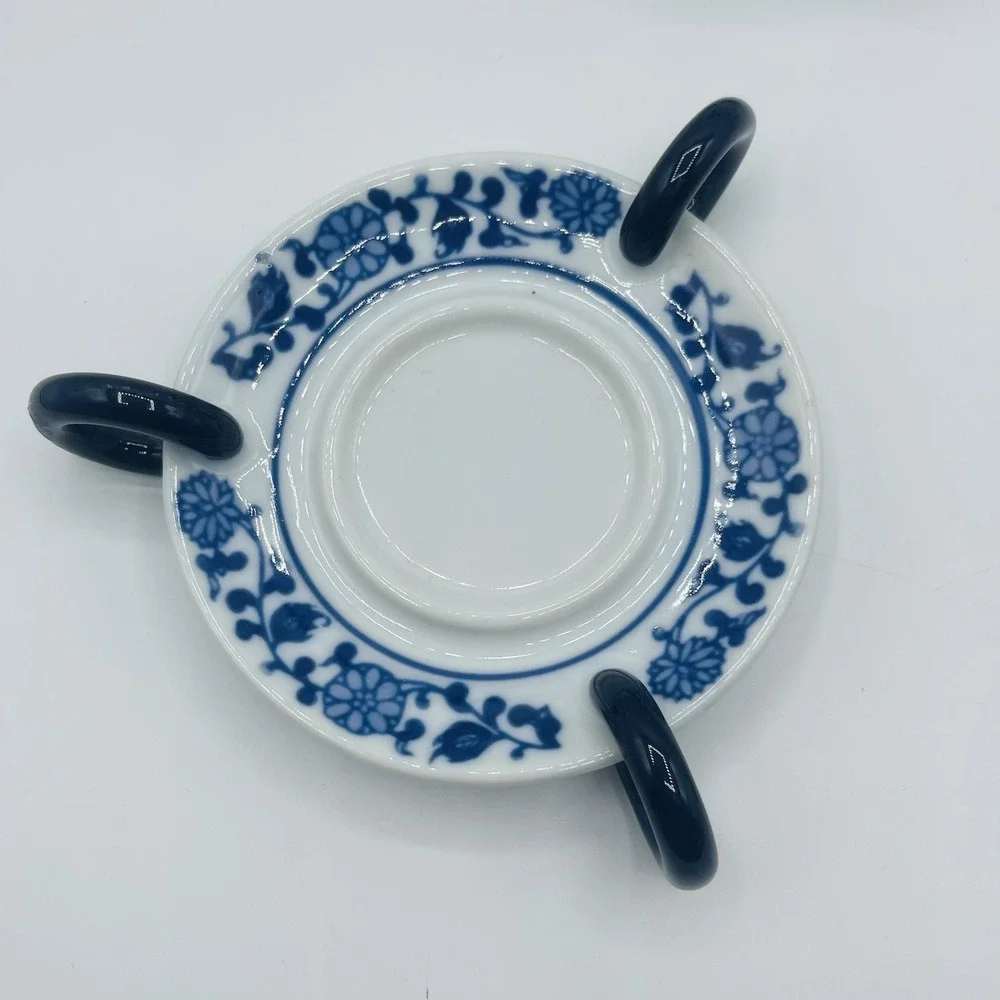 Vintage Bombay Hand painted Porcelain Votive Candle Holder Reticulated Pierced